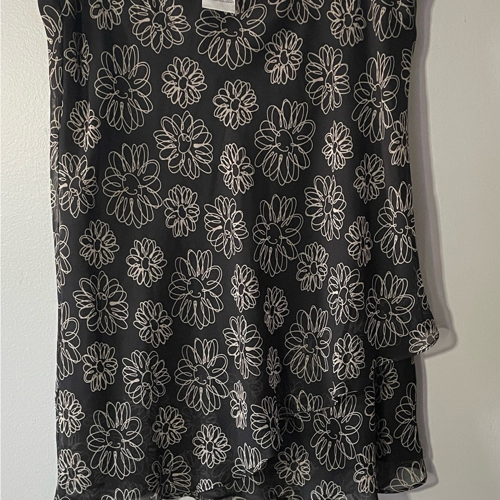 Floral Asymmetrical Black and White Skirt